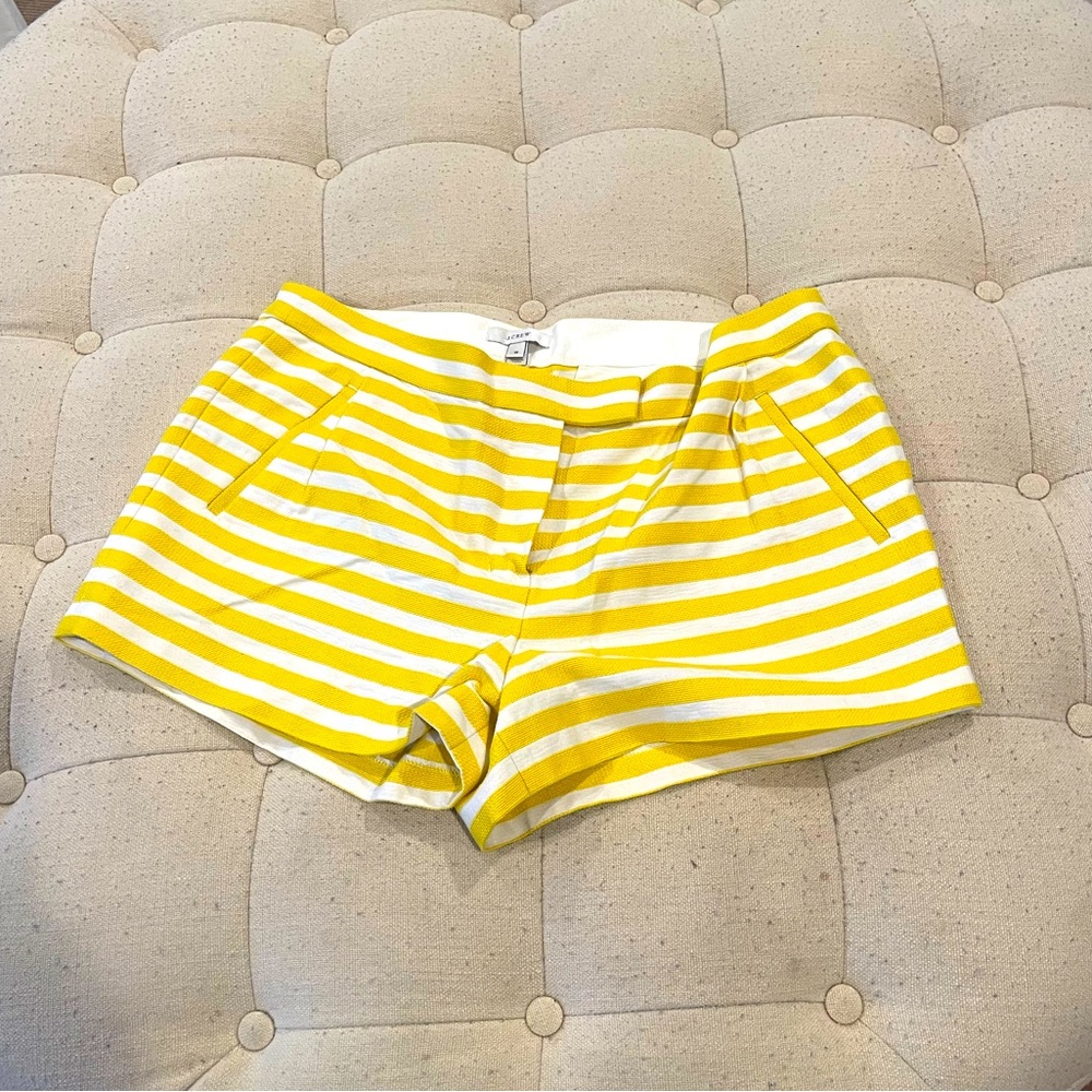 Jcrew women’s yellow and white striped shorts
